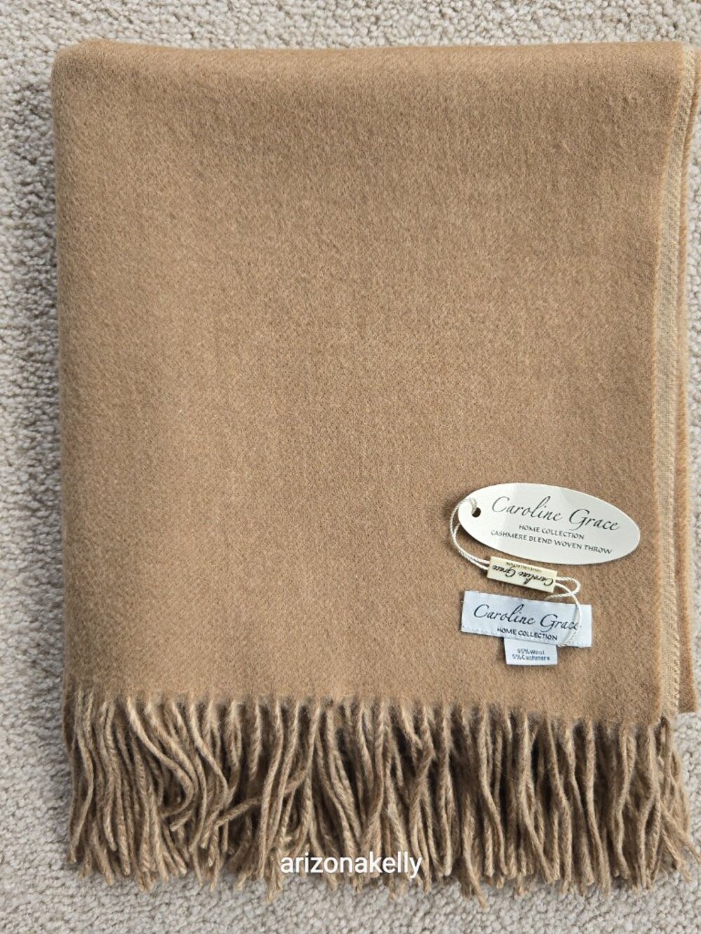 NWT Woven Cashmere Wool Blend Throw Caroline Grace Alashan Cashmere Reversible - Picture 12 of 13